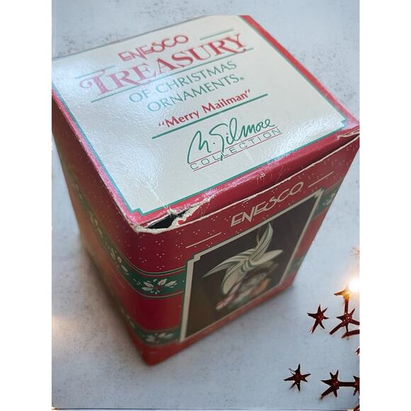 NIB Enesco Merry Mailman Christmas Holiday Ornament Mail Carrier Pinwheel Vintge - Picture 12 of 12